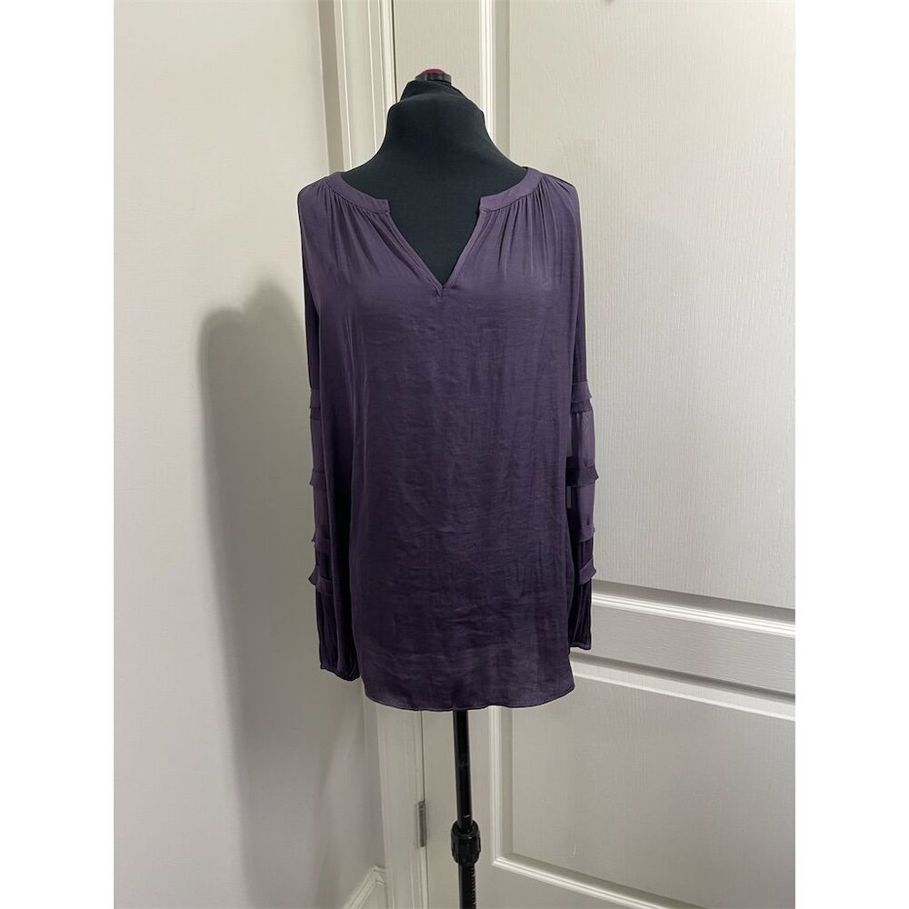 Simply Vera Wang Women's Purple V-Neck Blouse Size S Casual